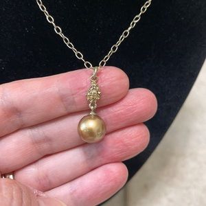 MONET GOLD TONE SINGLE 8MM BRONZE PEARL NECKLACE